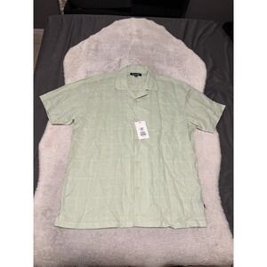 New Stacy Adams Mens‎ Button Down Green Plaid 100% Linen Shirt Size XXL Top NWT